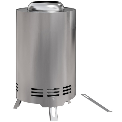 Outsunny Smokeless Fire Pit, 16 x 16 cm Stainless Steel Portable Wood Burning Firepit with Poker, Wood or Pellet Fuelled Tabletop Fire Pit for Garden Camping Bonfire Party, Silver Tone