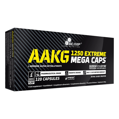 Olimp AAKG Extreme Mega Caps 1250mg na Pompę Mięśniową i Wydajność 120 Kapsułek