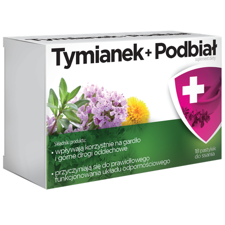 Aflofarm Tymianek i Podbiał Pastylki do Ssania na Gardło i Odporność 18 Pastylek
