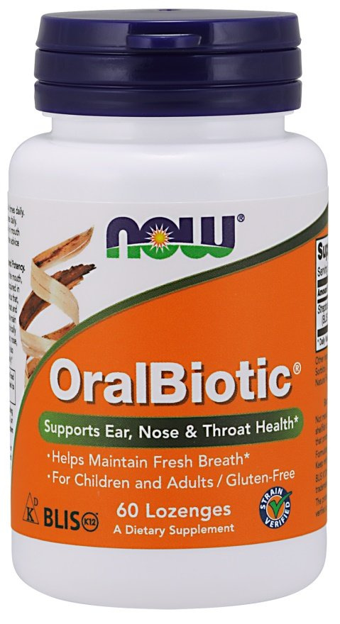 NOW Foods OralBiotic Probiotyk Doustny z BLIS K12 Dla Zdrowia Jamy Ustnej 60 Pastylek do Ssania