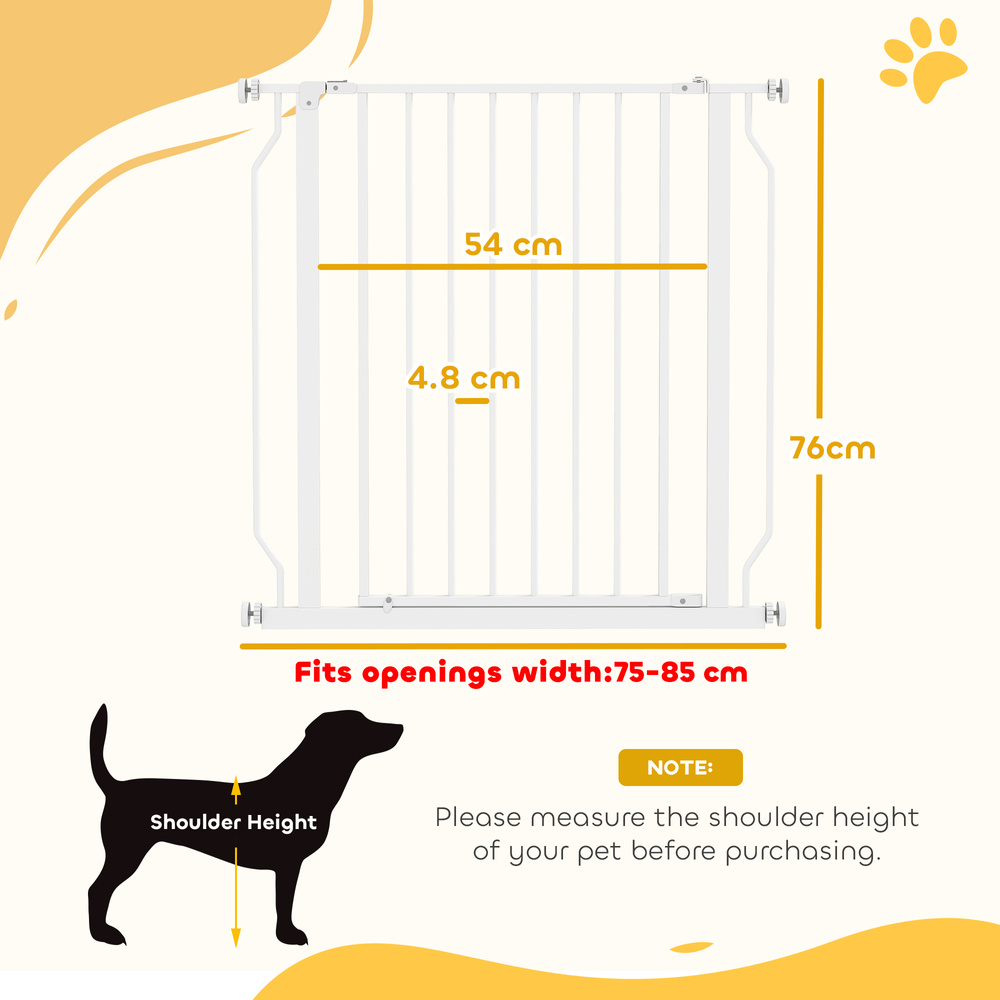 PawHut Extra Wide Dog Gate, with Door Pressure, for Doorways, Hallways, Staircases - White