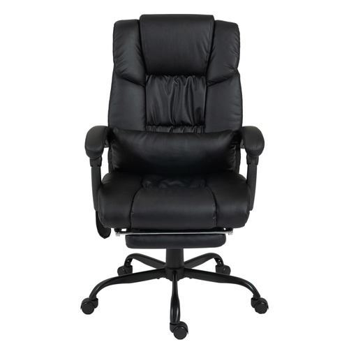 Vinsetto 6-Point Massage Office Chair, PU Leather Desk Chair with Adjustable Height and Footrest for Home Office, Black