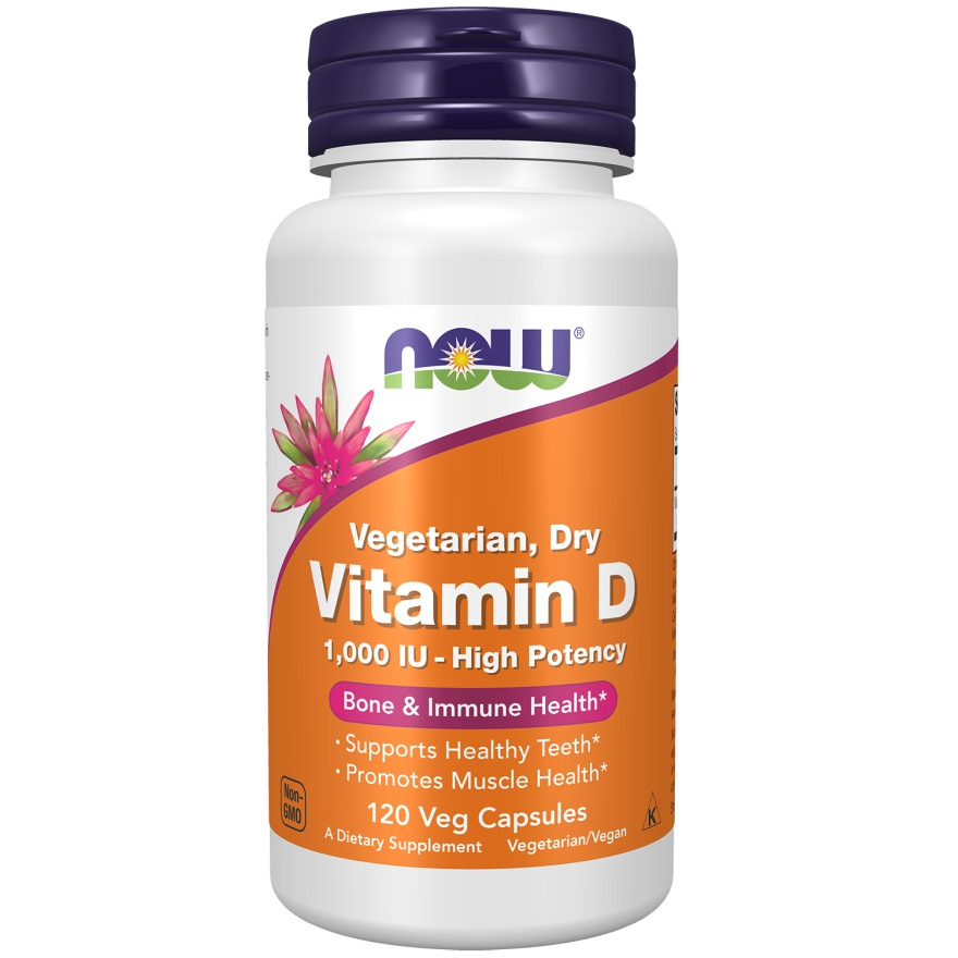 Now Foods Vitamin D 1000 IU Vegetarian Dry Supports Immune System & Bone Health 120 Capsules