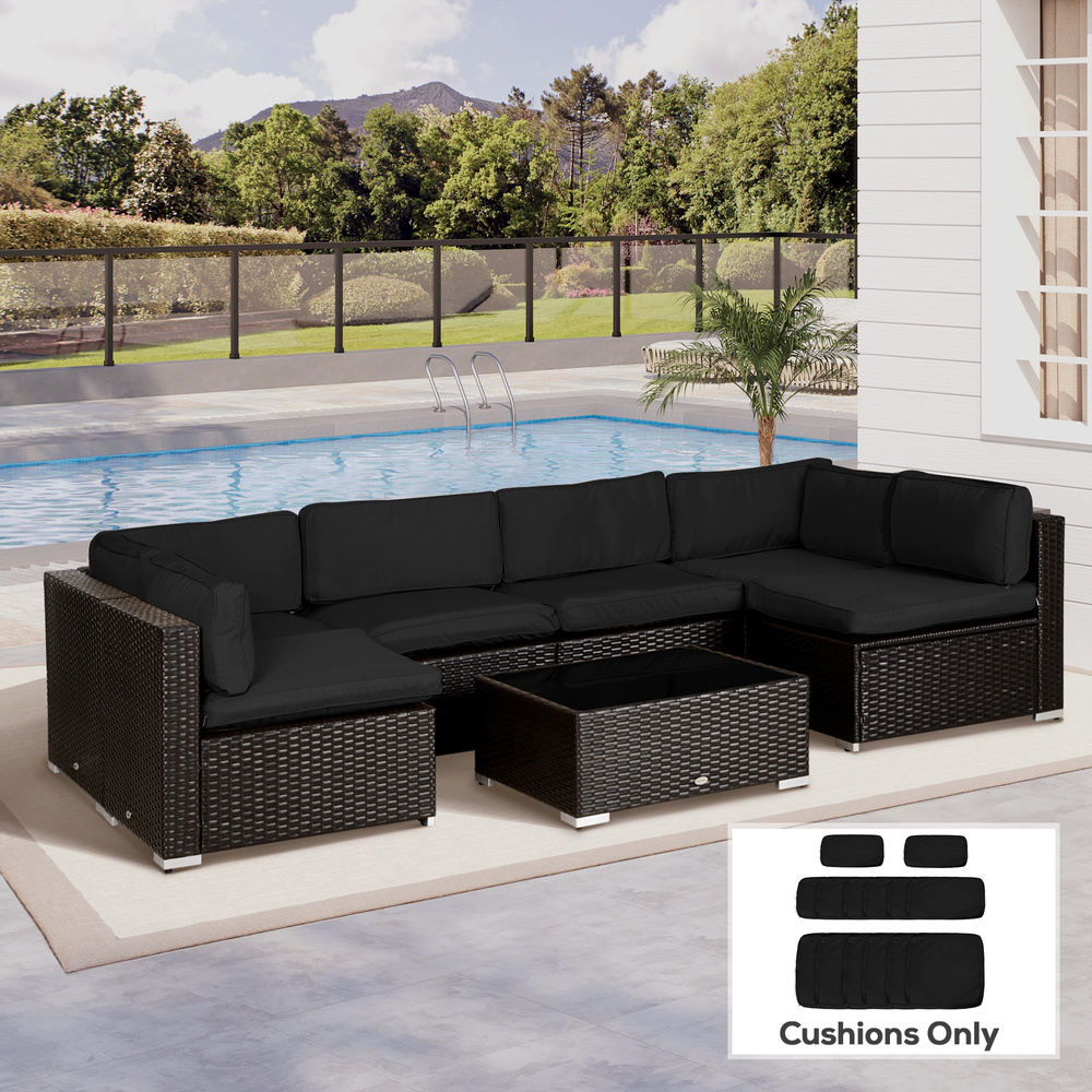 Outsunny Garden Rattan Sofa Cushion Polyester Cover Replacement Outdoor- No Cushion Included, Black