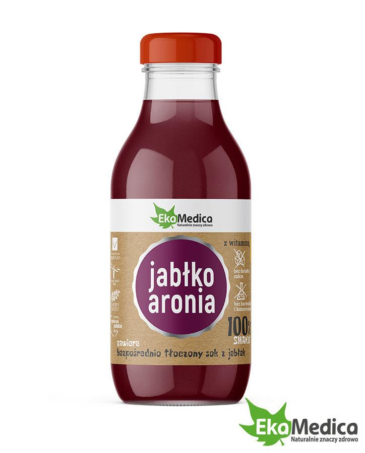 EkaMedica Sok 100% Jabłko Aronia z Witaminą C bez Dodatku Cukru Barwników i Konserwantów 300ml