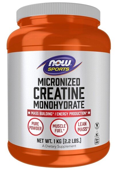 NOW Foods Mikronizowany Monohydrat Kreatyny Czysty Proszek Na Paliwo Mięśniowe i Czystą Masę 1000g