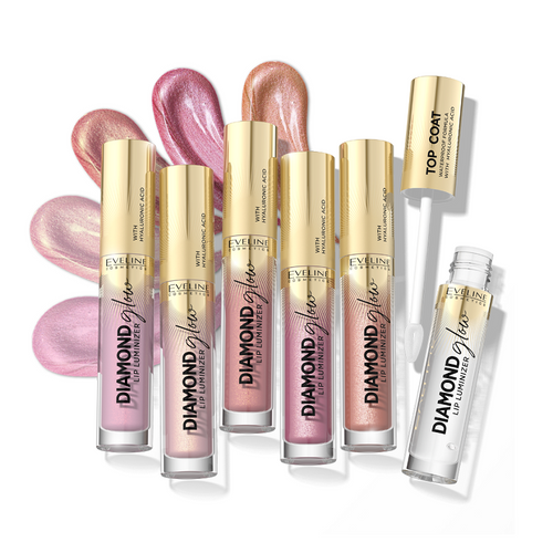 Eveline Diamond Lip Glow Lip Gloss with Hyaluronic Acid No. 09 Peach Dream 4.5ml