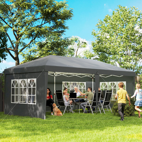 Outsunny 3 x 6m Pop-Up Gazebo, with Removable Walls - Grey