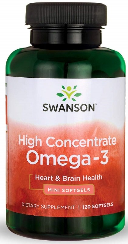 Swanson High Concentrate Omega-3 for Heart and Brain Health Support 120 Softgels