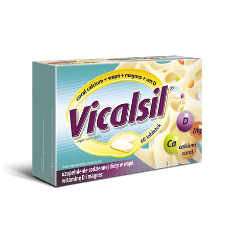 Vicalsil Coral Calcium with Vitamin D and Magnesium for Bone Health 60 Tablets