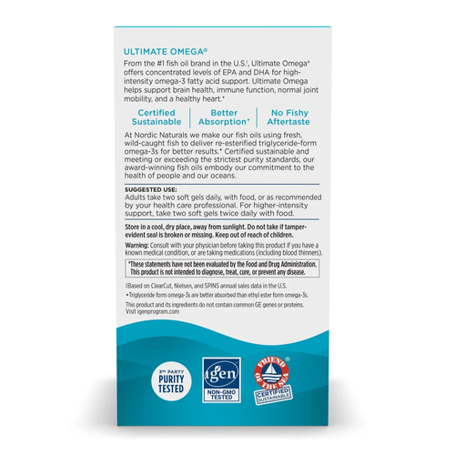 Nordic Naturals Ultimate Omega 1280mg Wspomaga Odporność Pracę Mózgu i Serca Smak Cytrynowy 60 Kapsułek