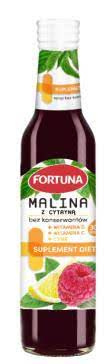 Fortuna Syrop Malinowy z Cytryną bez Konserwantów z Cynkiem Witaminą C i D 250ml