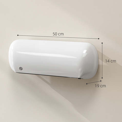 HOMCOM 2000W Ceramic Electric Heater with Fan, Adjustable Thermostat, Wall Mounted - White