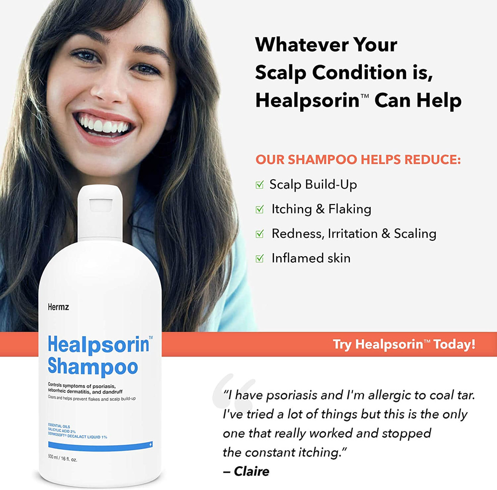 Hermz Healpsorin Shampoo for Psoriasis and Seborrheic Dermatitis 500ml