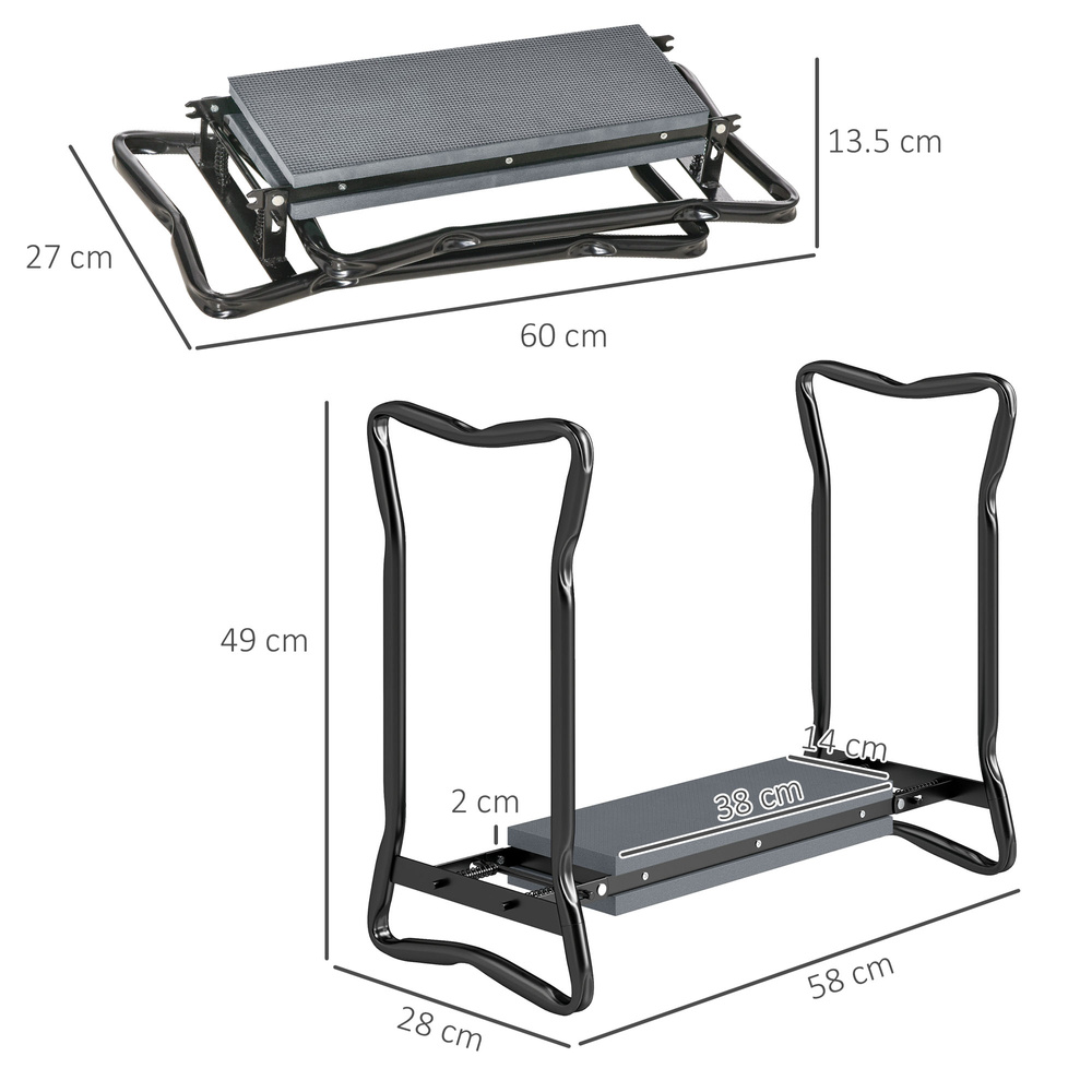Outsunny 2 In 1 Garden Kneeler Seat Kneeling Pad Support Bench Foldable Knee Protector, Grey