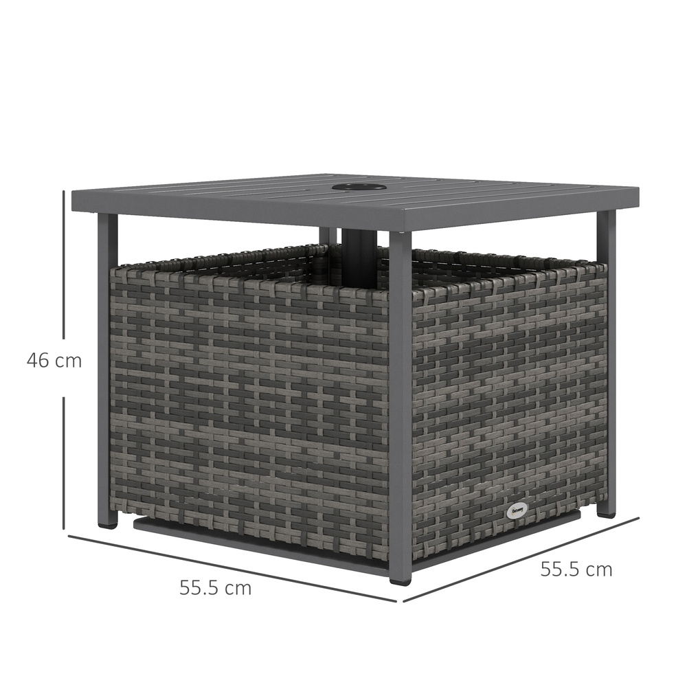 Outsunny Outdoor Rattan Wicker Coffee Table w/ Umbrella Hole Suitable for Garden Garden
