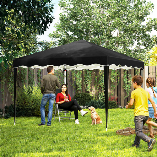 Outsunny 3 x 3cm Adjustable Height Pop-Up Gazebo, with Bag - Black