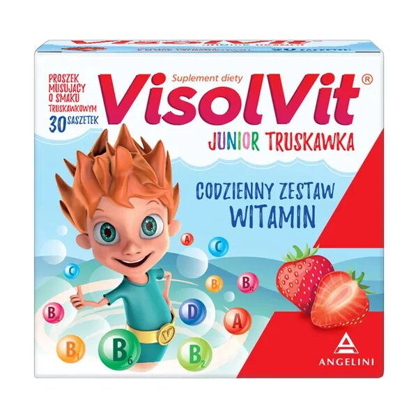 Visolvit Junior Truskawka Zestaw Witamin dla Dzieci na Odporność 30 Saszetek