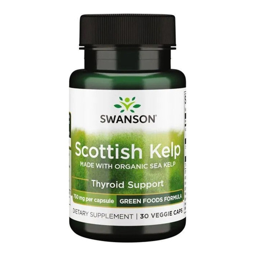 Swanson Scottish Kelp 750mg z Jodem na Wsparcie Tarczycy 30 Kapsułek