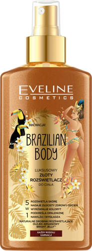 Eveline Brazilian Body Luksusowy Złoty Rozświetlacz do Ciała do Każdego Rodzaju Karnacji 150ml