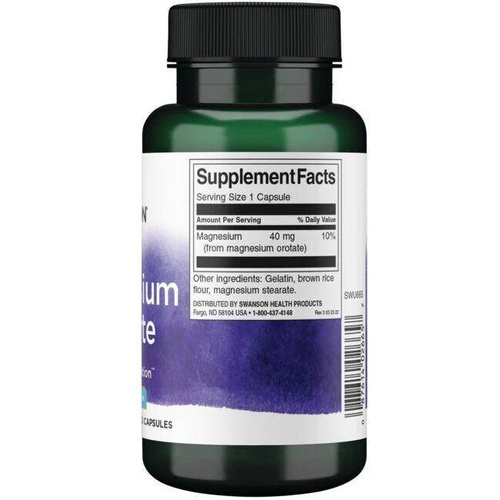 Swanson Orotan Magnezu 40mg na Wsparcie Serca i Mięśni 60 Kapsułek