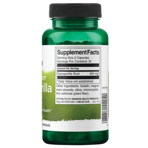 Swanson Kolcorośl Sarsaparyla 450mg Wsparcie Oczyszczania 60 Kapsułek