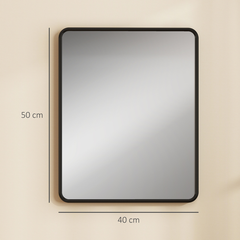 HOMCOM Rectangular Wall Mirror with HD Glass - Black
