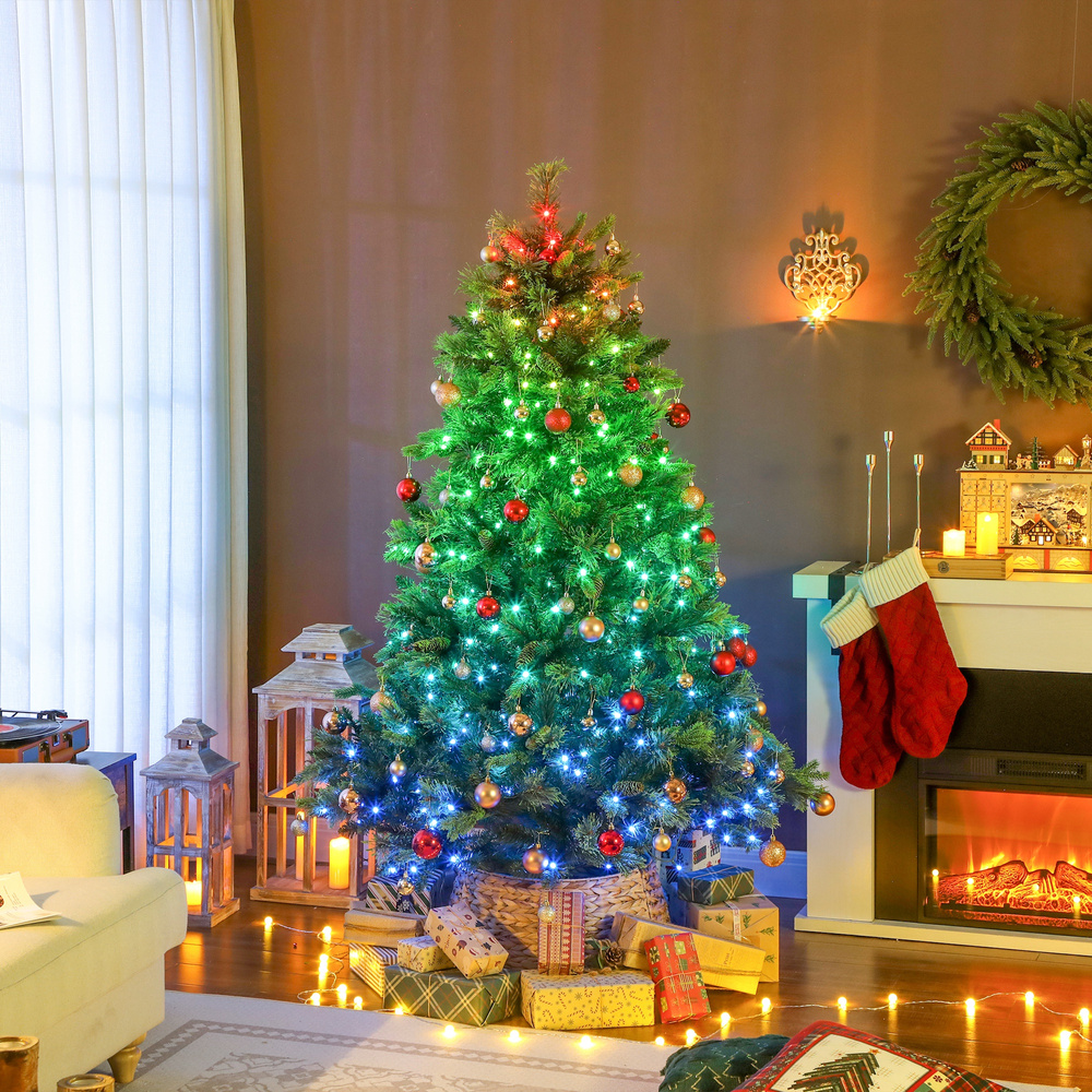 HOMCOM 6ft Artificial Pine LED Christmas Tree, with Remote