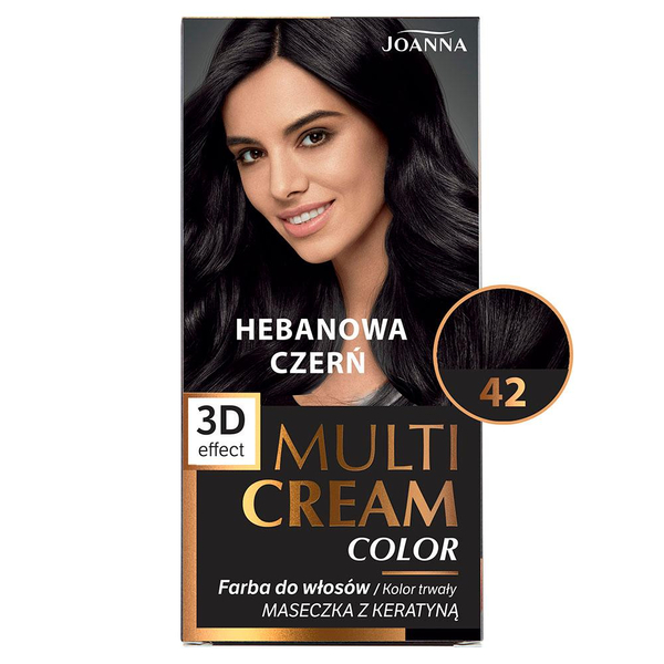 Joanna Multi Cream Trwały Intensywny Kolor Włosów Farba Pielęgnująca 42 Hebanowa Czerń 60x40x20g