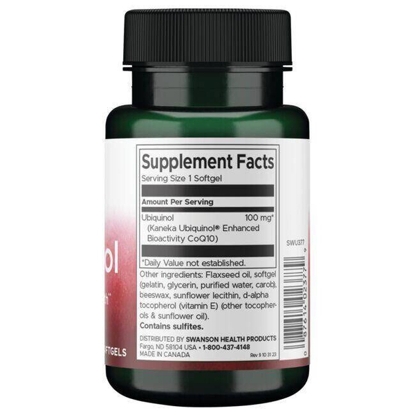 Swanson Ubiquinol 50mg Aktywny Koenzym Q10 na Energię Komórkową 60 Kapsułek