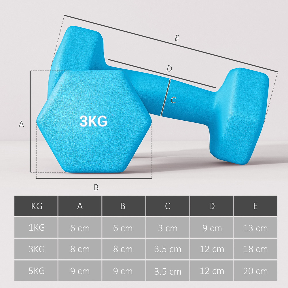 SPORTNOW Dumbbells Set with Storage Rack, 2 x 1kg, 2 x 3kg, 2 x 5kg, Pink