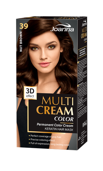 Joanna Multi Cream Trwały Intensywny Kolor Włosów Farba Pielęgnująca 39 Orzechowy Brąz 60x40x20g