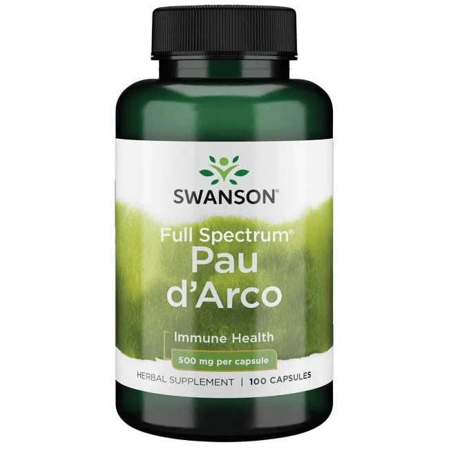 Swanson Full Spectrum Pau d'Arco 500mg for Immune and Digestive Support 100 Capsules