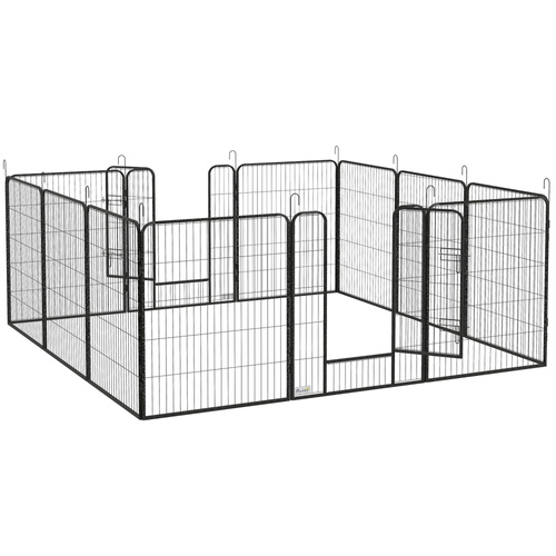 PawHut 12 Panels Heavy Duty Puppy Playpen, for Small Dogs, Indoor and Outdoor Use - Silver