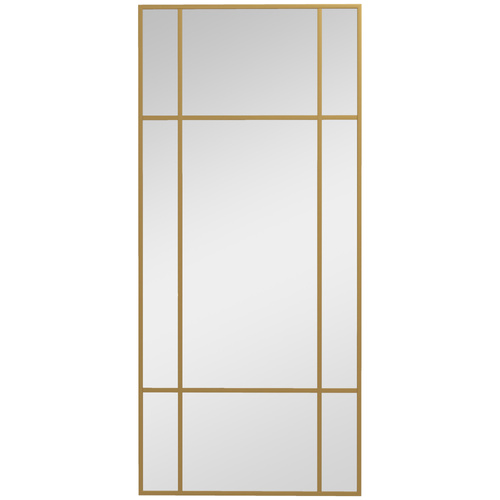 HOMCOM Decorative Grid Wall Mirror, with Back Hooks - Gold Tone