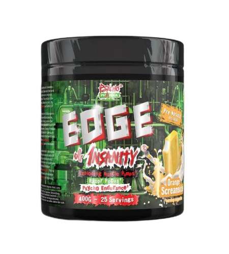 Psycho Pharma Edge of Insanity Pre Workout Supplement for Advanced Athletes Orange Screamsicle 400g