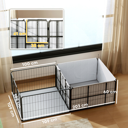 PawHut Seven-Panel Dog Whelping Box, Dog Playpen with Washable Whelping Pads, Wind-Resistant Fabric, for Small and Medium Dogs