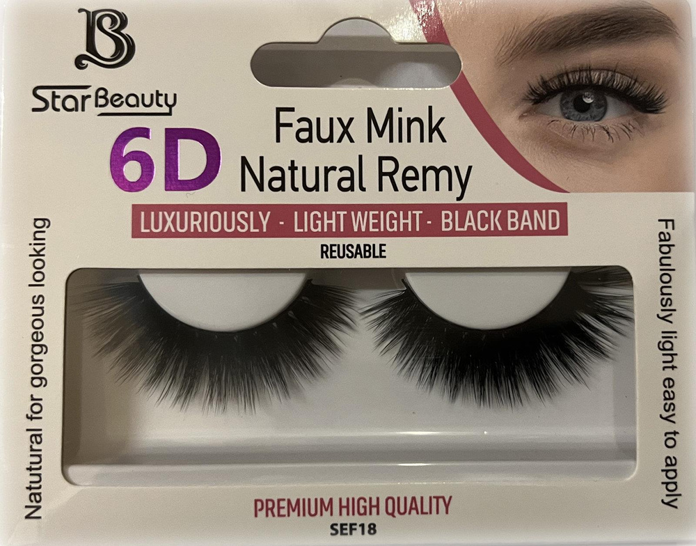 Star Beauty Professional Natural Remy Hair Eyelashes 6D Full Volume and Soft Reusable SEF18 1 Pair