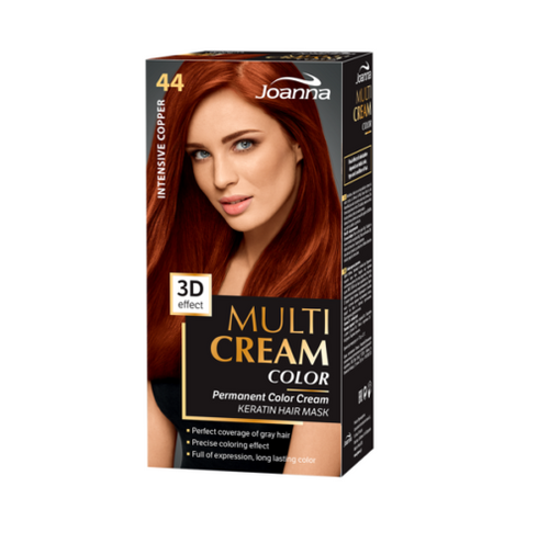 Joanna Multi Cream Trwały Intensywny Kolor Włosów Farba Pielęgnująca 44 Intensywna Miedź 60x40x20g