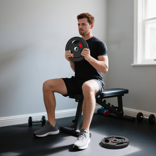 SPORTNOW Olympic Weight Plates, 2"/5cm Weight Disc Pair with Tri-Grips, 2 x 15kg Dumbbell Plates for Weightlifting and Strength Training Home Gym Fitness Workout, Black