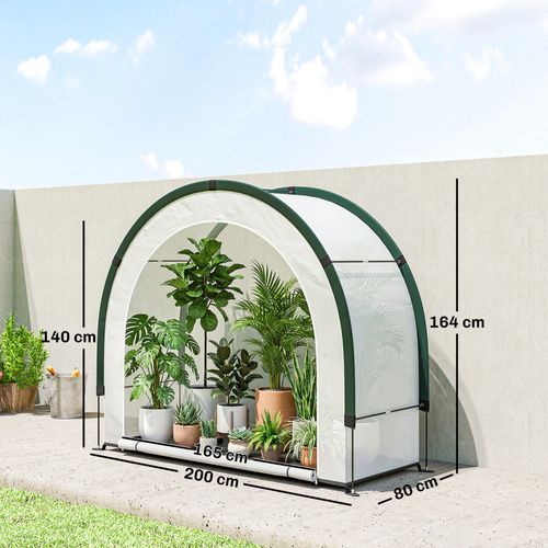 Outsunny Foldable Small Greenhouse, Portable Green House Mini Greenhouse with Zipper Door, PE Base, 200 x 80 x 164 cm, Green