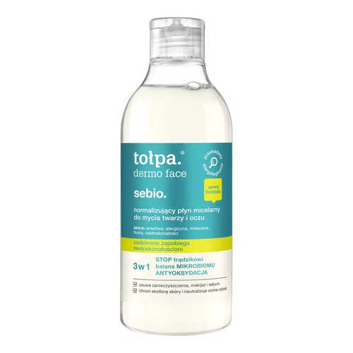 Tołpa dermo face sebio. normalizujący płyn micelarny do mycia twarzy i oczu, 400ml