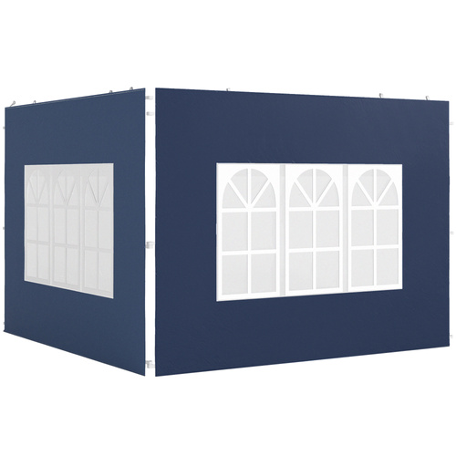 Outsunny Set of Two 3 x 3(m) Gazebo Frame Replacement Walls - Blue