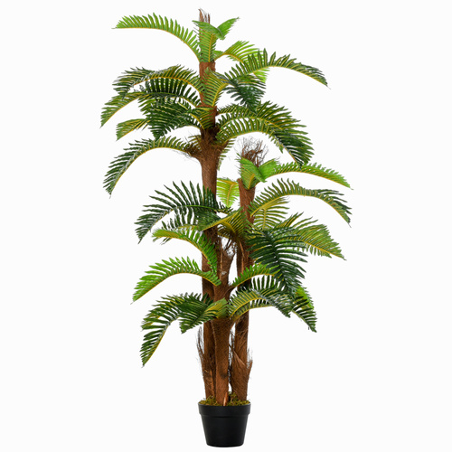 Outsunny Artificial Plant Tropical Fern in Pot, Fake Plants for Home Indoor Decor, 150cm, Green
