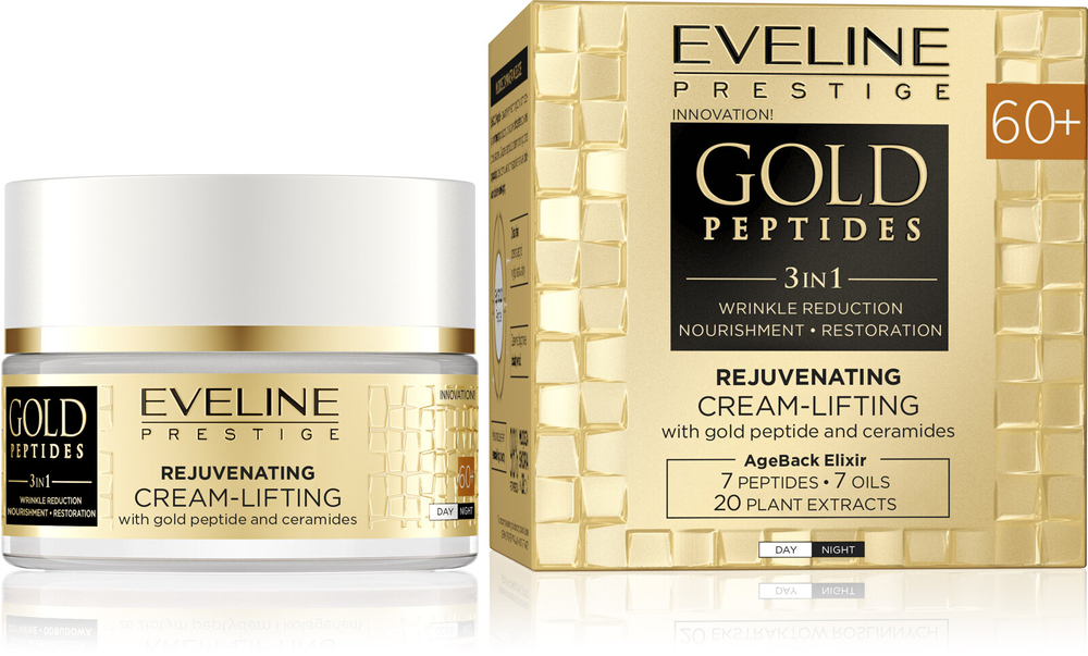 Eveline Gold Peptides 3w1 Odmładzający Krem-Lifting ze Złotym Peptydem i Ceramidami 60+ na Dzień i Noc 50ml