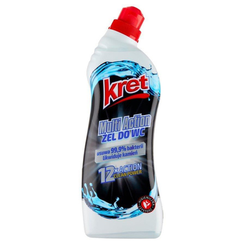 Kret Gel for WC Multi Action 12 x Action Clean Power Innovative Cleanser Disinfection and Stone Removal 750g