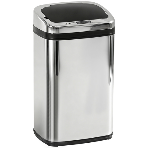 HOMCOM 30L Stainless Steel Motion Sensor Lid Bin - Silver Tone