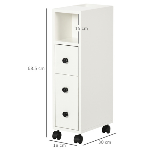 kleankin Slimline Bathroom Storage Cabinet - White