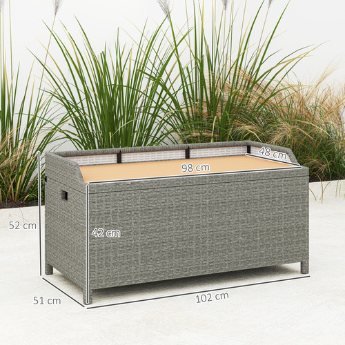 Outsunny 130 L Rattan Garden Storage Box, with Seat - Grey