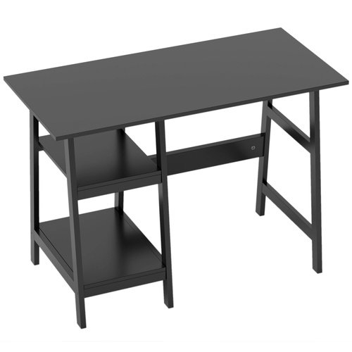 HOMCOM Compact Computer Desk with Storage Shelves, Study Table with Bookshelf, PC Table Workstation for Home Office, Study, Easy Assembly, 106 x 51cm, Black